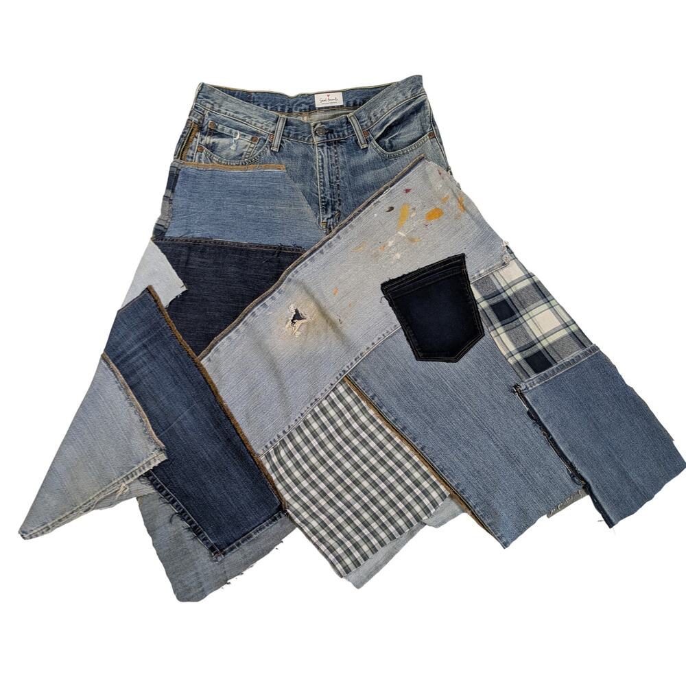 Refreshed - Levi's Denim Jeans Upcycled to Skirt Size 33